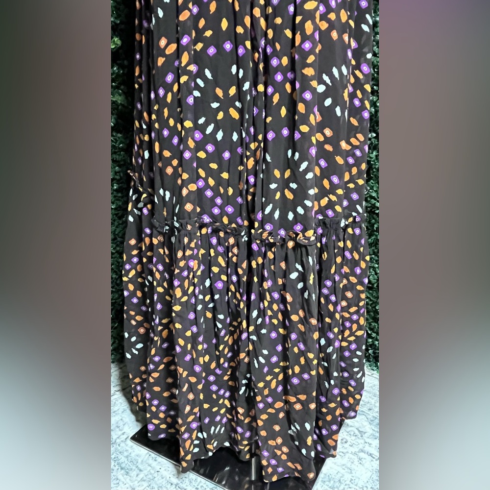 Anthropologie Sleeveless Chiffon Printed Midi Dress with Multicolor Dot Motif - Picture 11 of 15